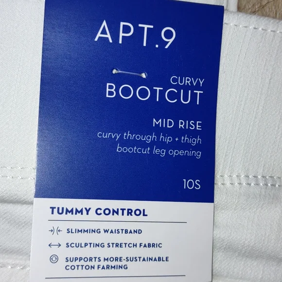 Apt 9 mid rise white stretch bootcut curvy tummy control jeans. Size 10S New - Picture 9 of 13